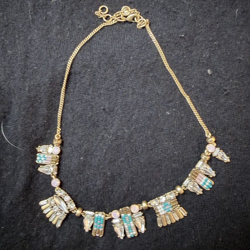 J. Crew Gold and Turquoise Statement Necklace